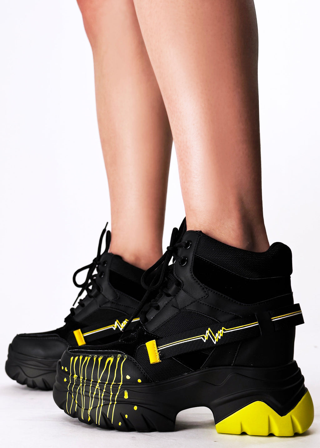  DATE 01 Electric Pulse Black Platform Sneakers
