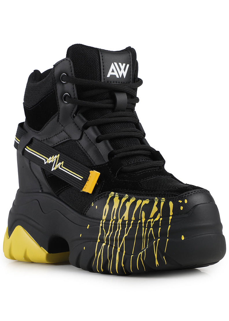  DATE 01 Electric Pulse Black Platform Sneakers