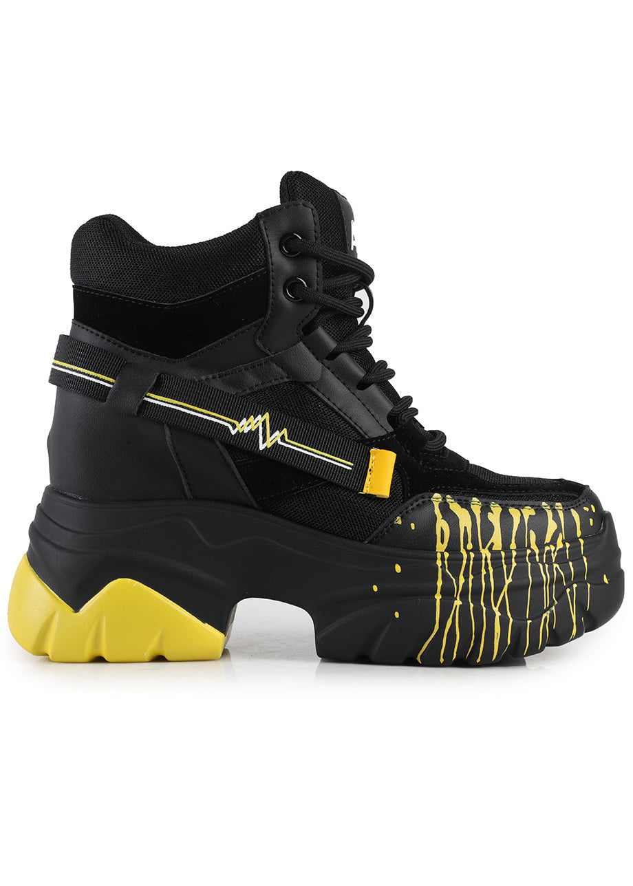  DATE 01 Electric Pulse Black Platform Sneakers