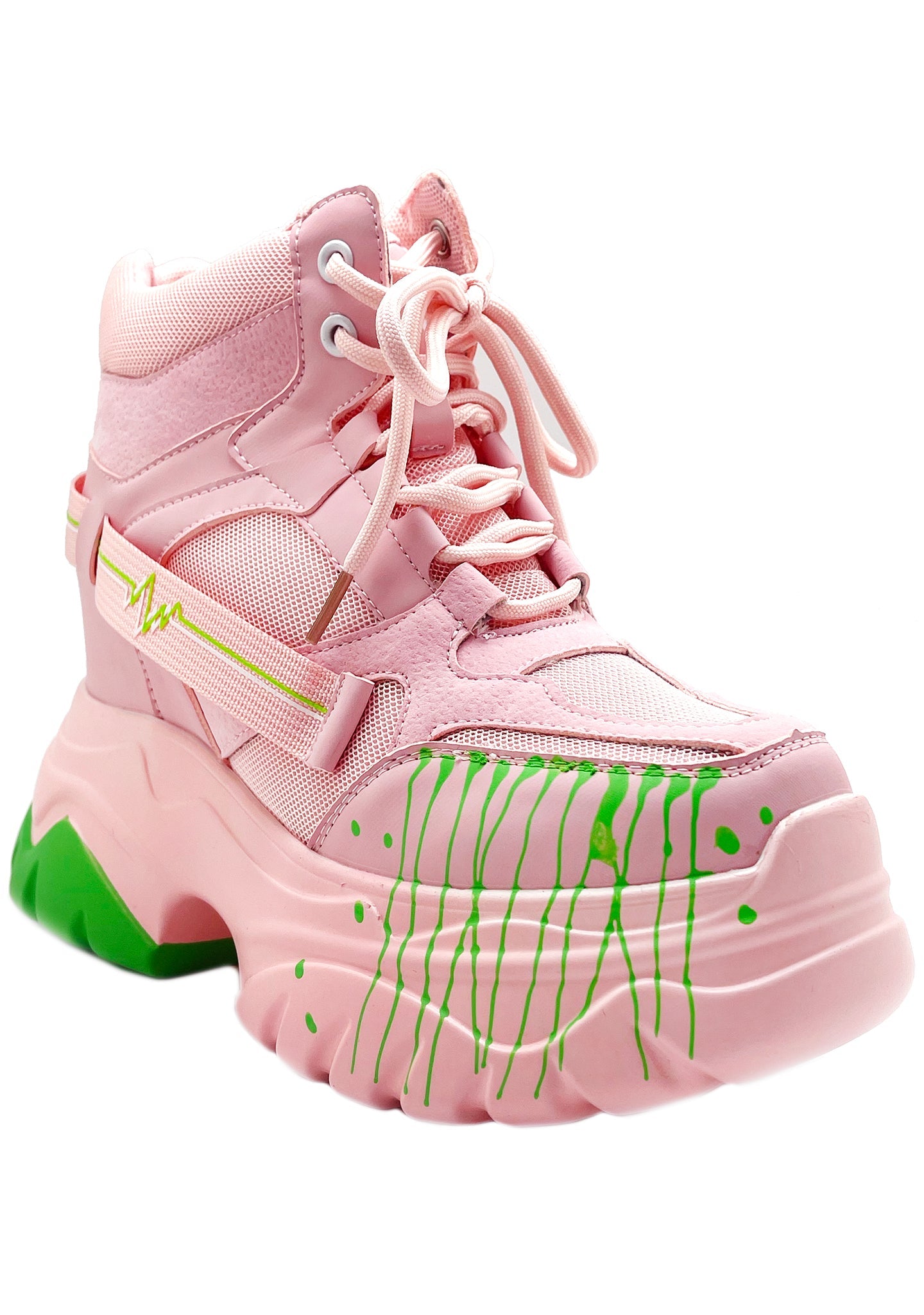  DATE 01 Techno Heartbeat Pink Platform Sneakers