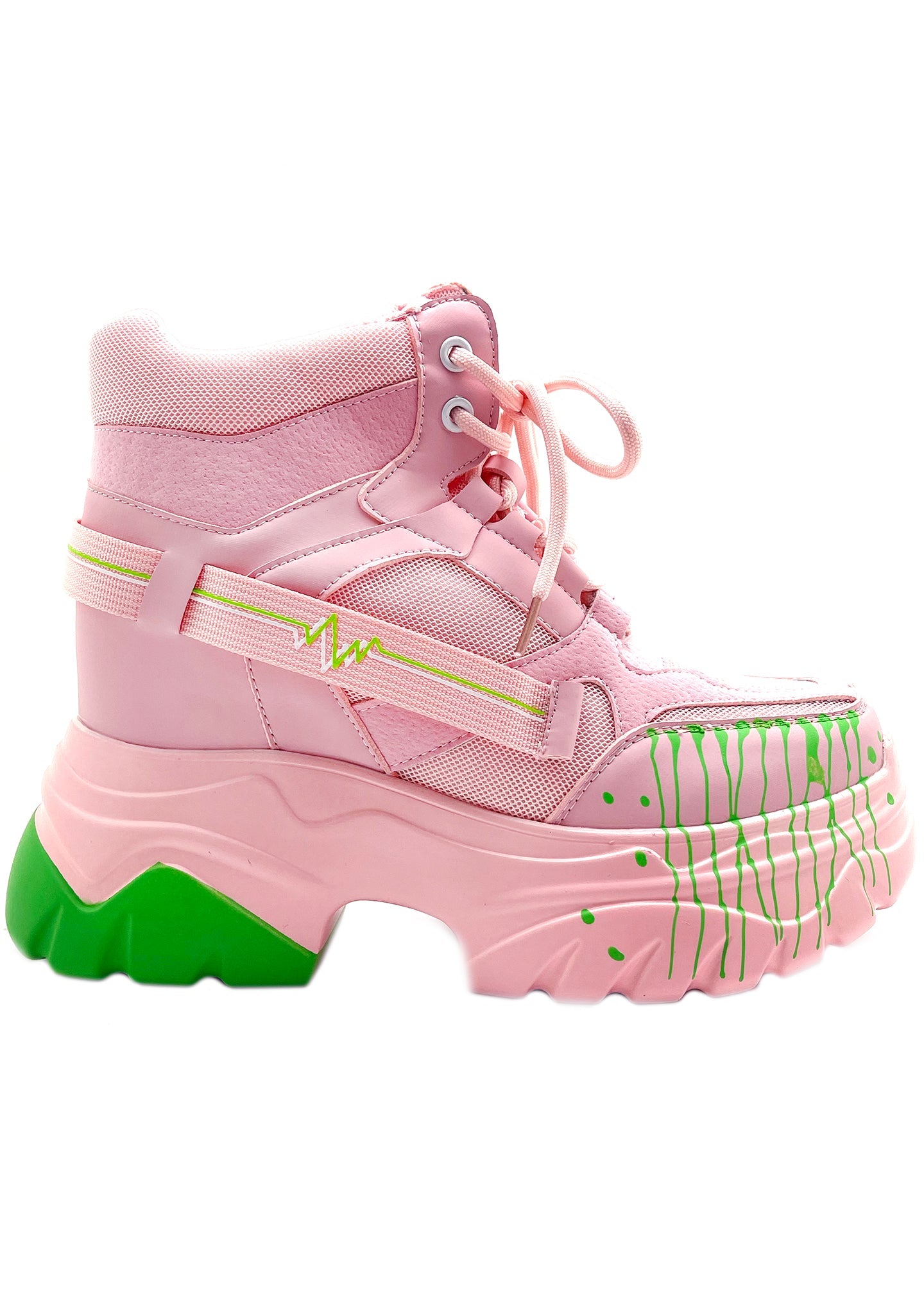  DATE 01 Techno Heartbeat Pink Platform Sneakers