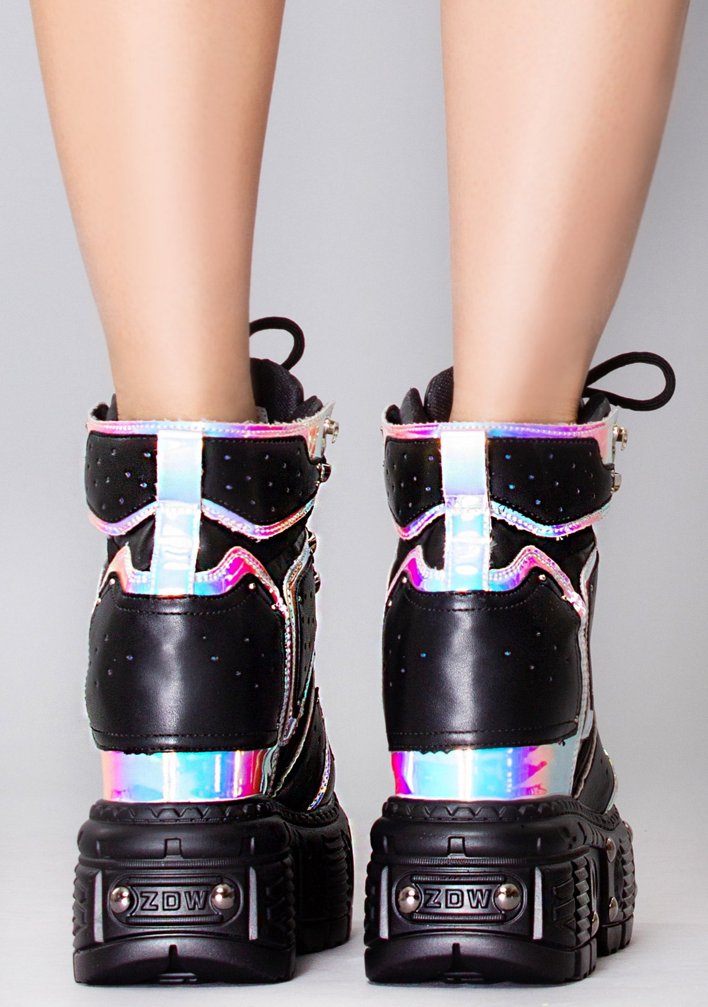  X LASR Exclusive Mangosteen 05 Cyber Space Hologram Black Platform Sneakers