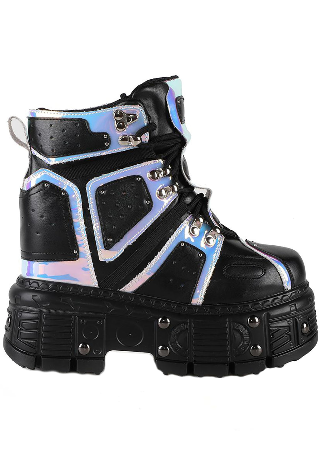  X LASR Exclusive Mangosteen 05 Cyber Space Hologram Black Platform Sneakers