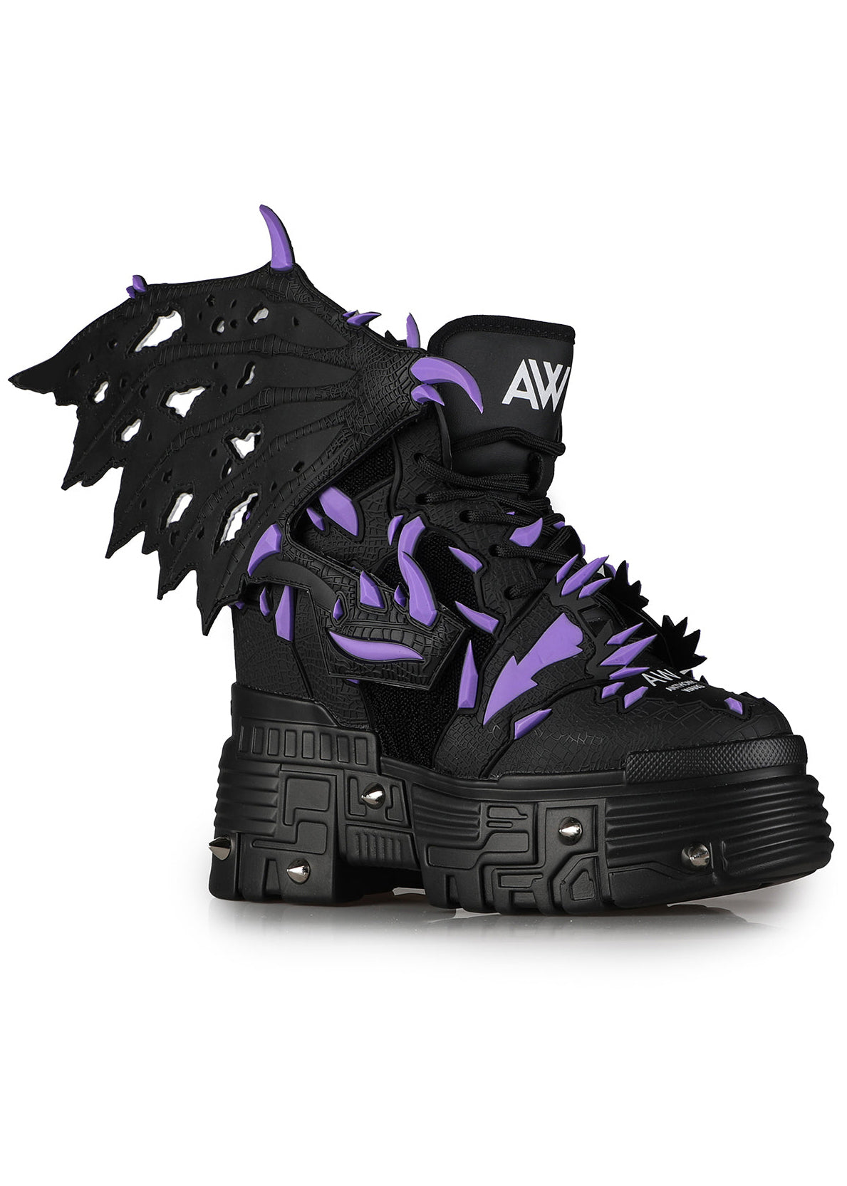  PURPLE LEMON Dragon Wing Black Platform Sneakers