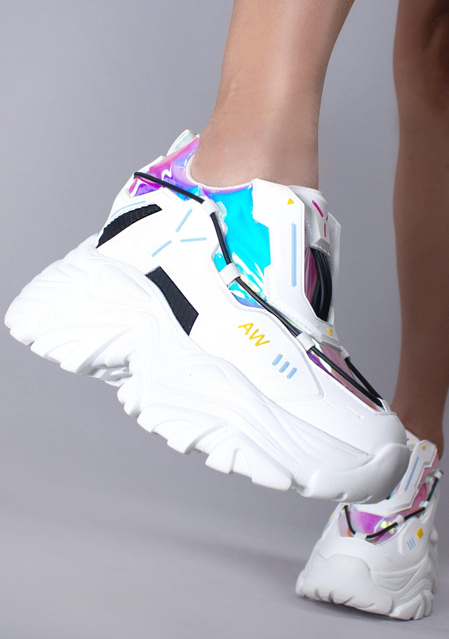  X LASR Exclusive Watermelon 04 Cybernetic White Platform Sneakers