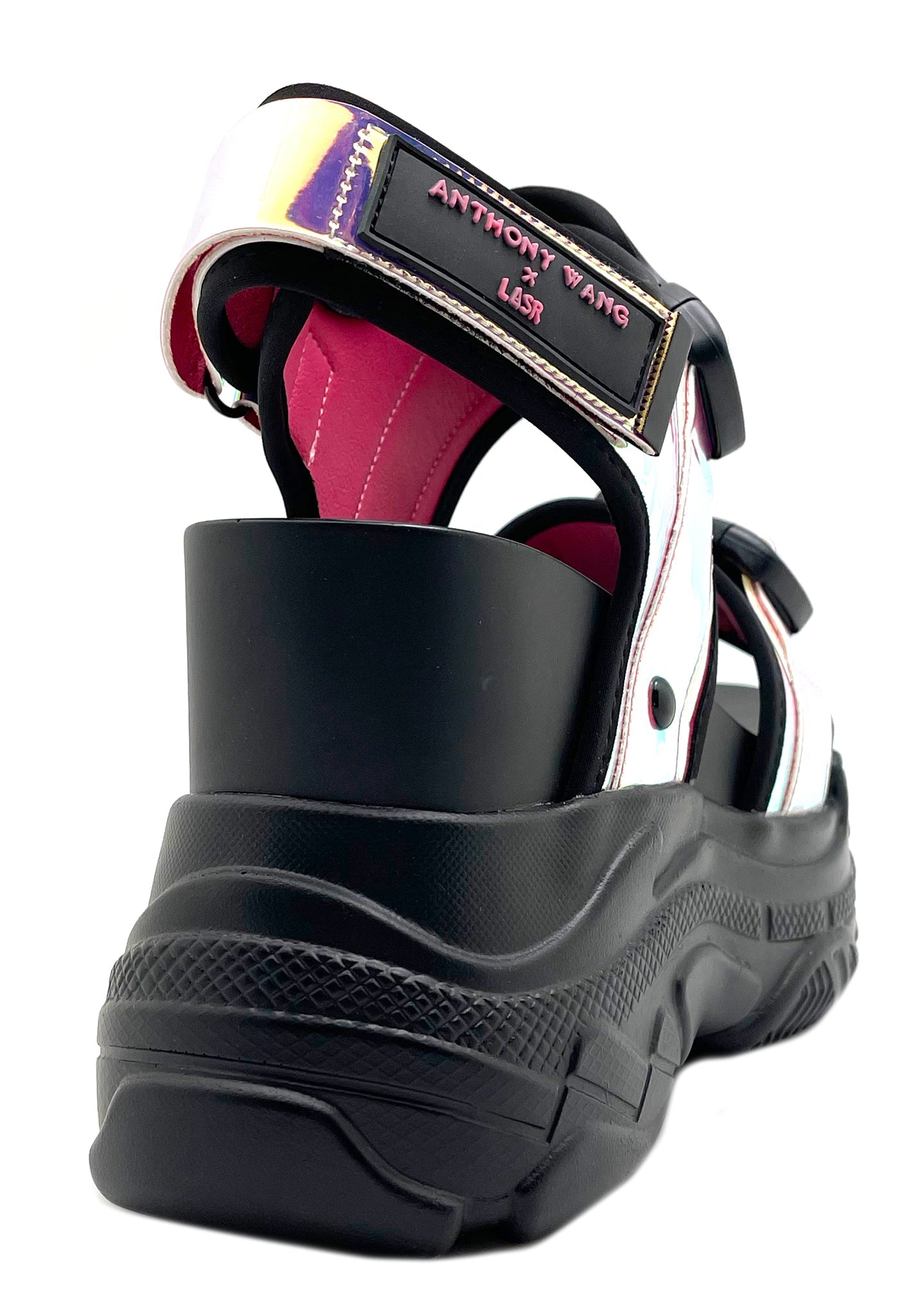  X LASR Exclusive Peach 02 Hardwired Hologram Black Platform Sandals