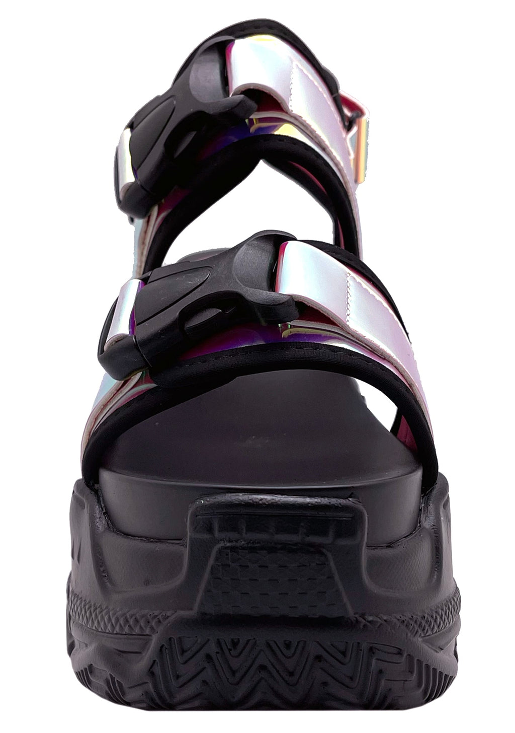  X LASR Exclusive Peach 02 Hardwired Hologram Black Platform Sandals