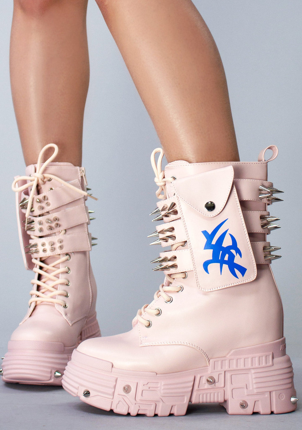  X WTF CV Chem Baby Metal Pink Platform Boots