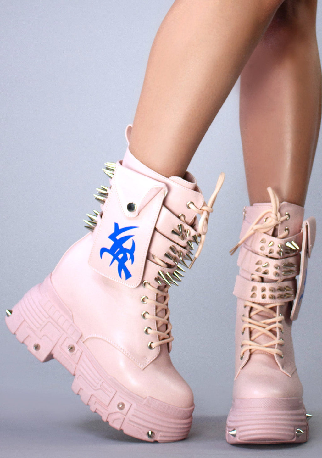  X WTF CV Chem Baby Metal Pink Platform Boots