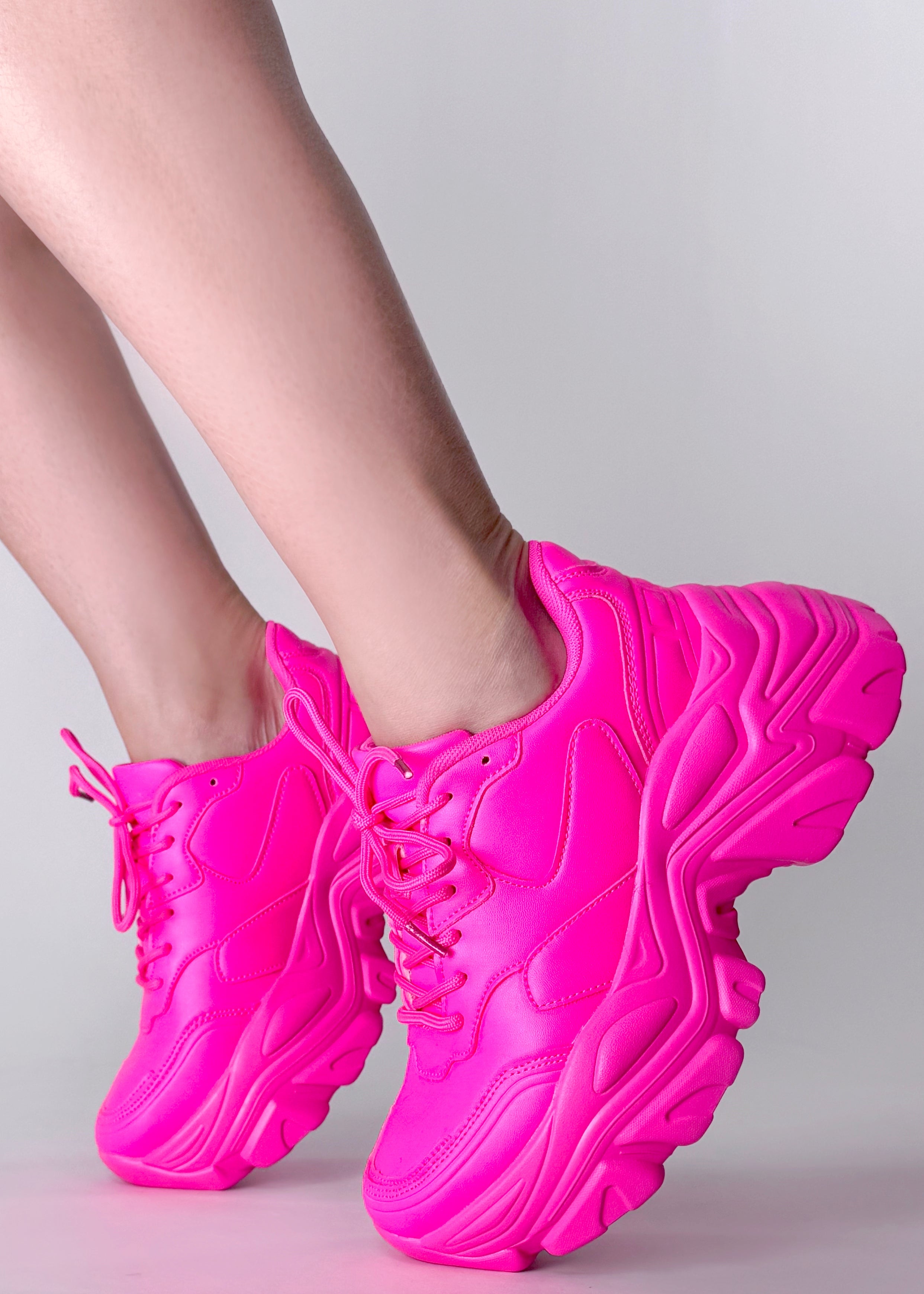  BLAIR Electric Crush Neon Pink Platform Sneakers