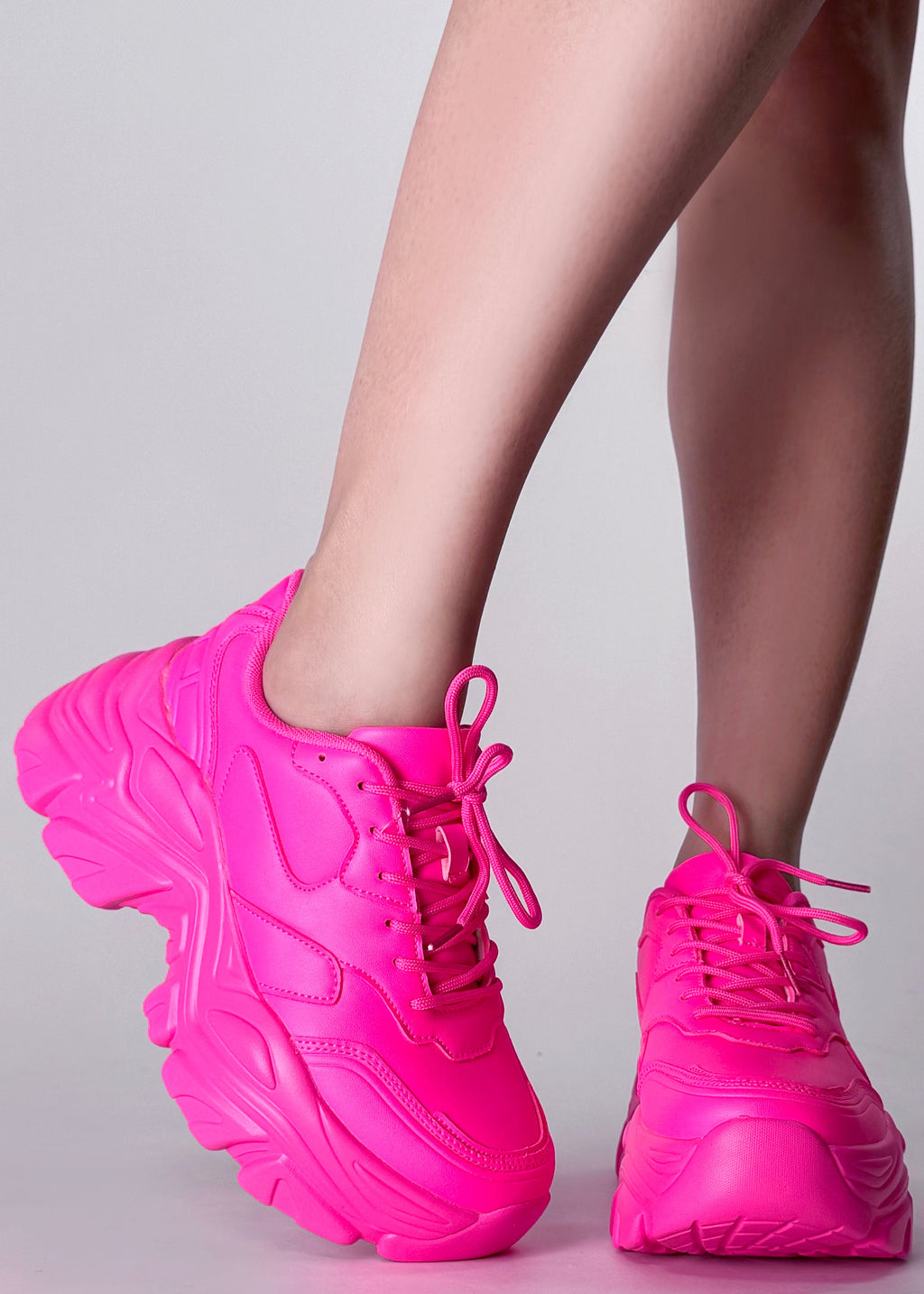  BLAIR Electric Crush Neon Pink Platform Sneakers