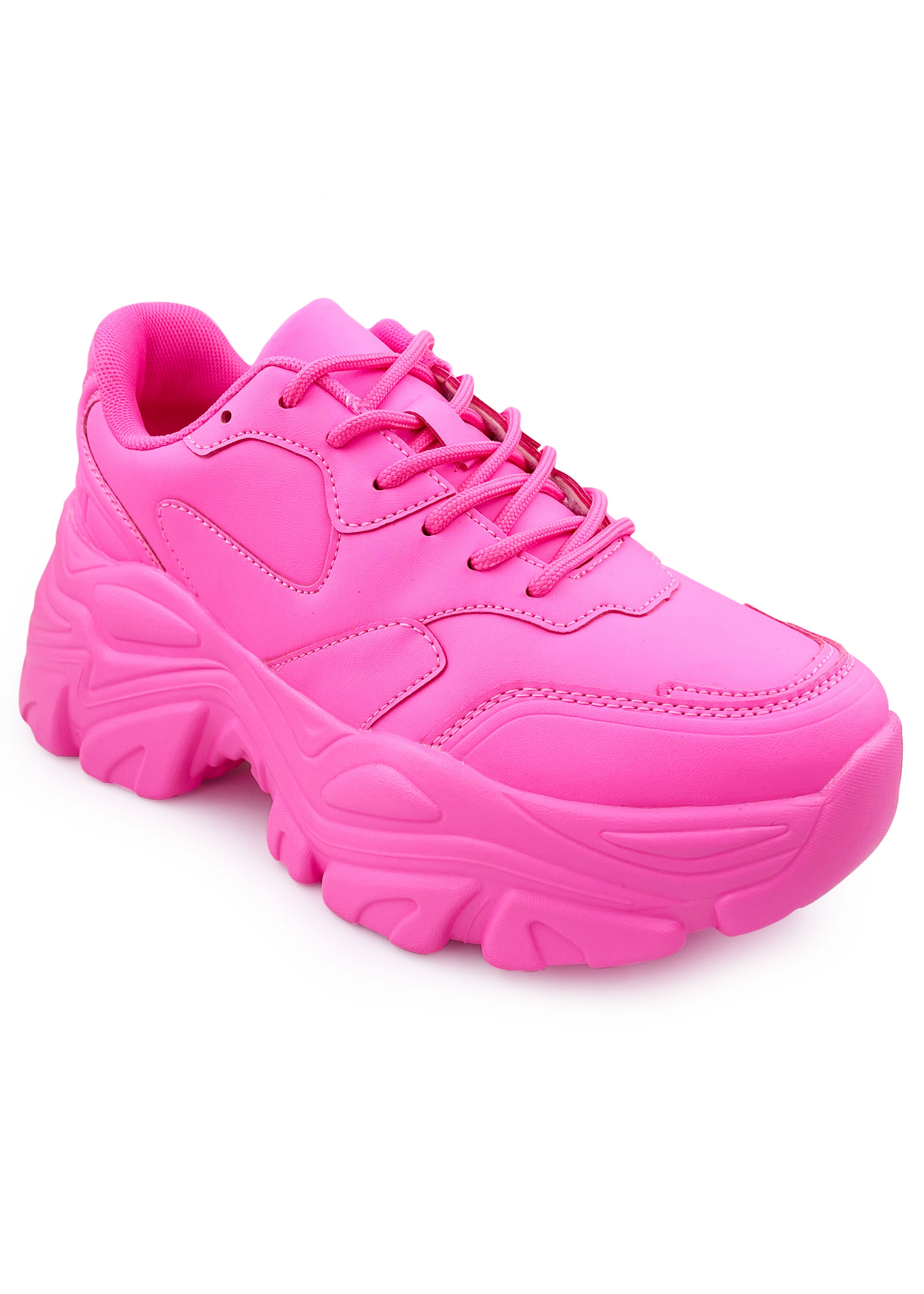  BLAIR Electric Crush Neon Pink Platform Sneakers