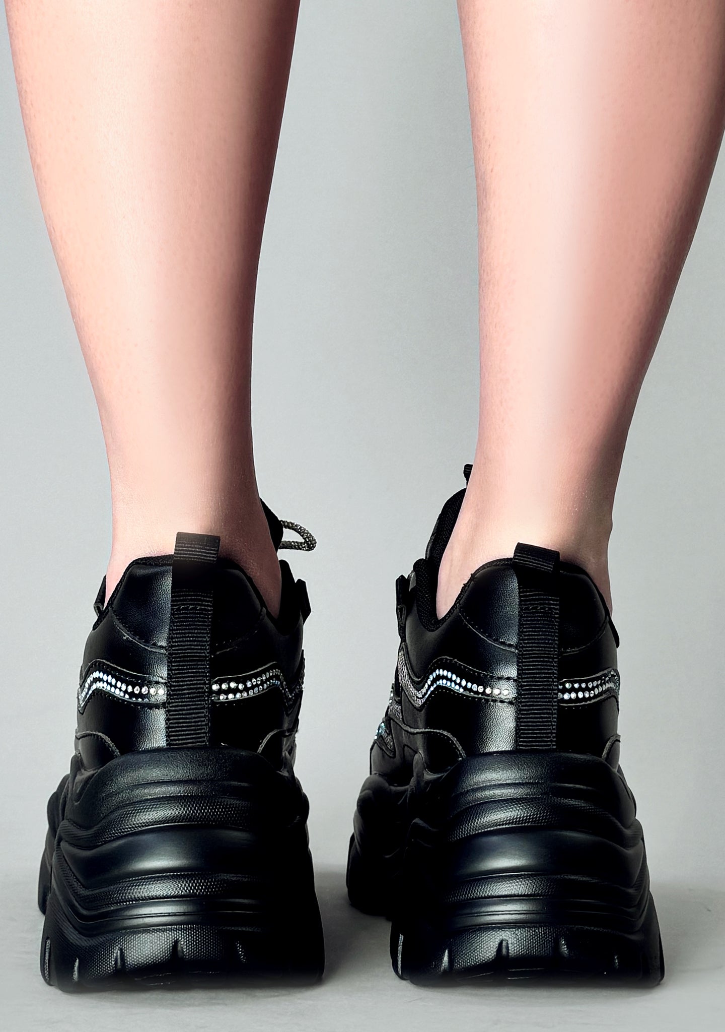  BILLE Darkwave Rhinestone Black Platform Sneakers