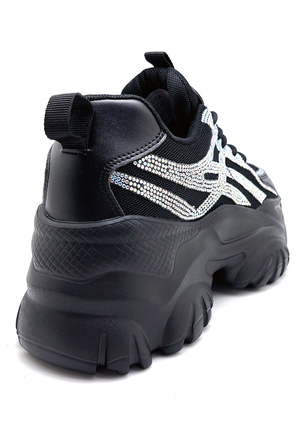  HANNA 02 Endless Mode Rhinestone Black Platform Sneakers