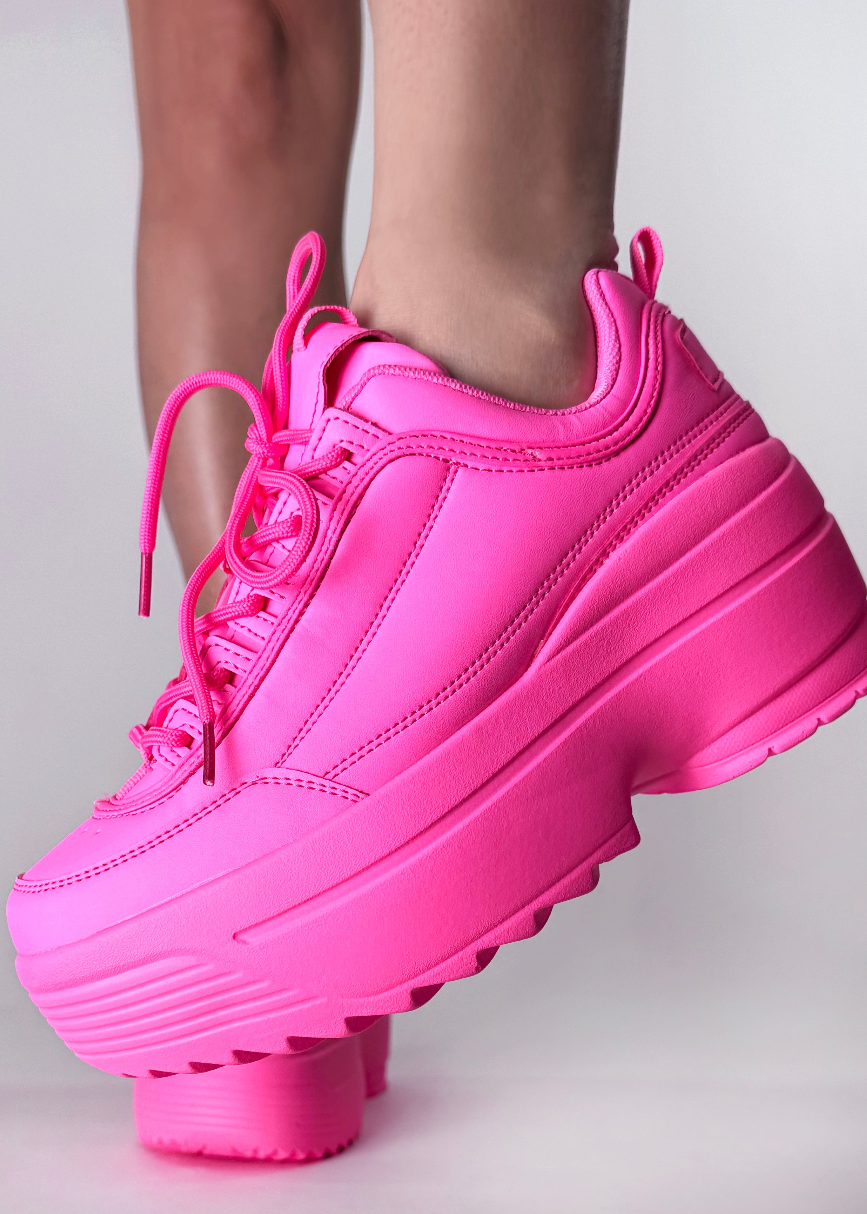  LILY 5005 Neon Riot Hot Pink Platform Sneakers