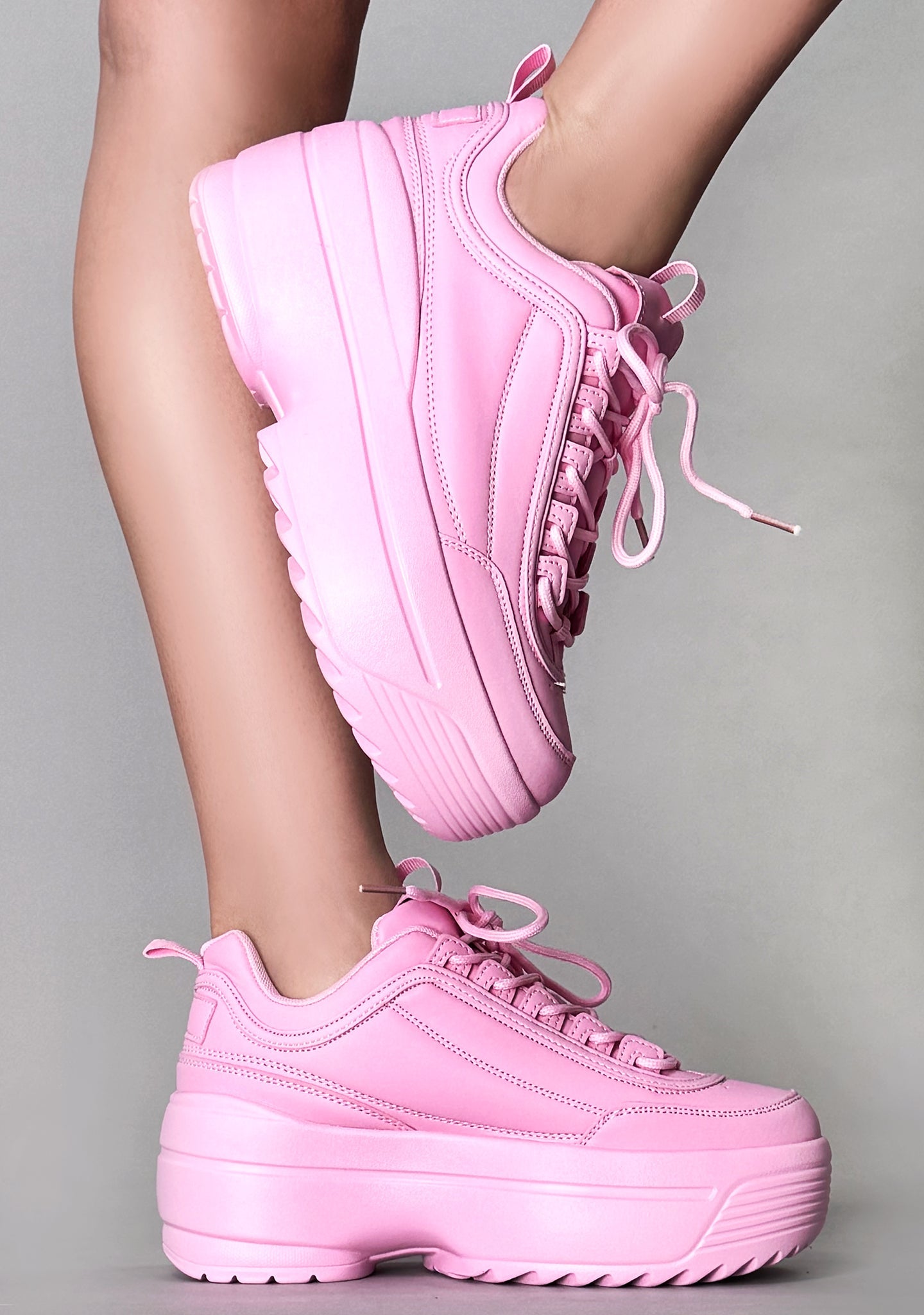 LILY 5005 Sugar Pop Pink Platform Sneakers