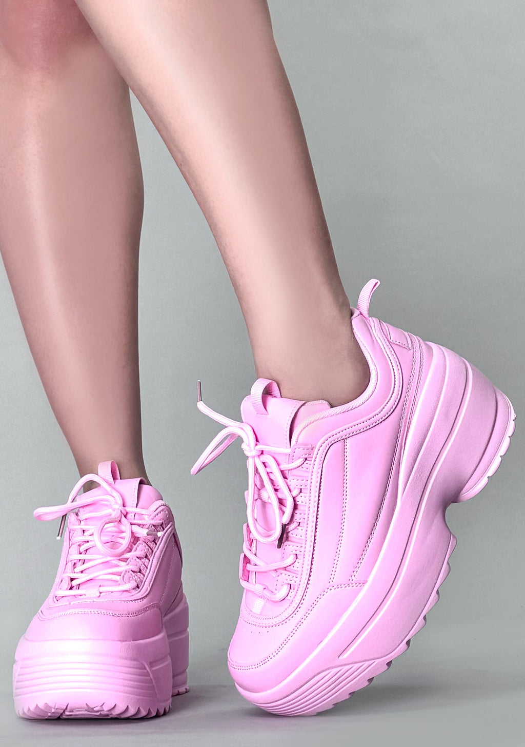  LILY 5005 Sugar Pop Pink Platform Sneakers