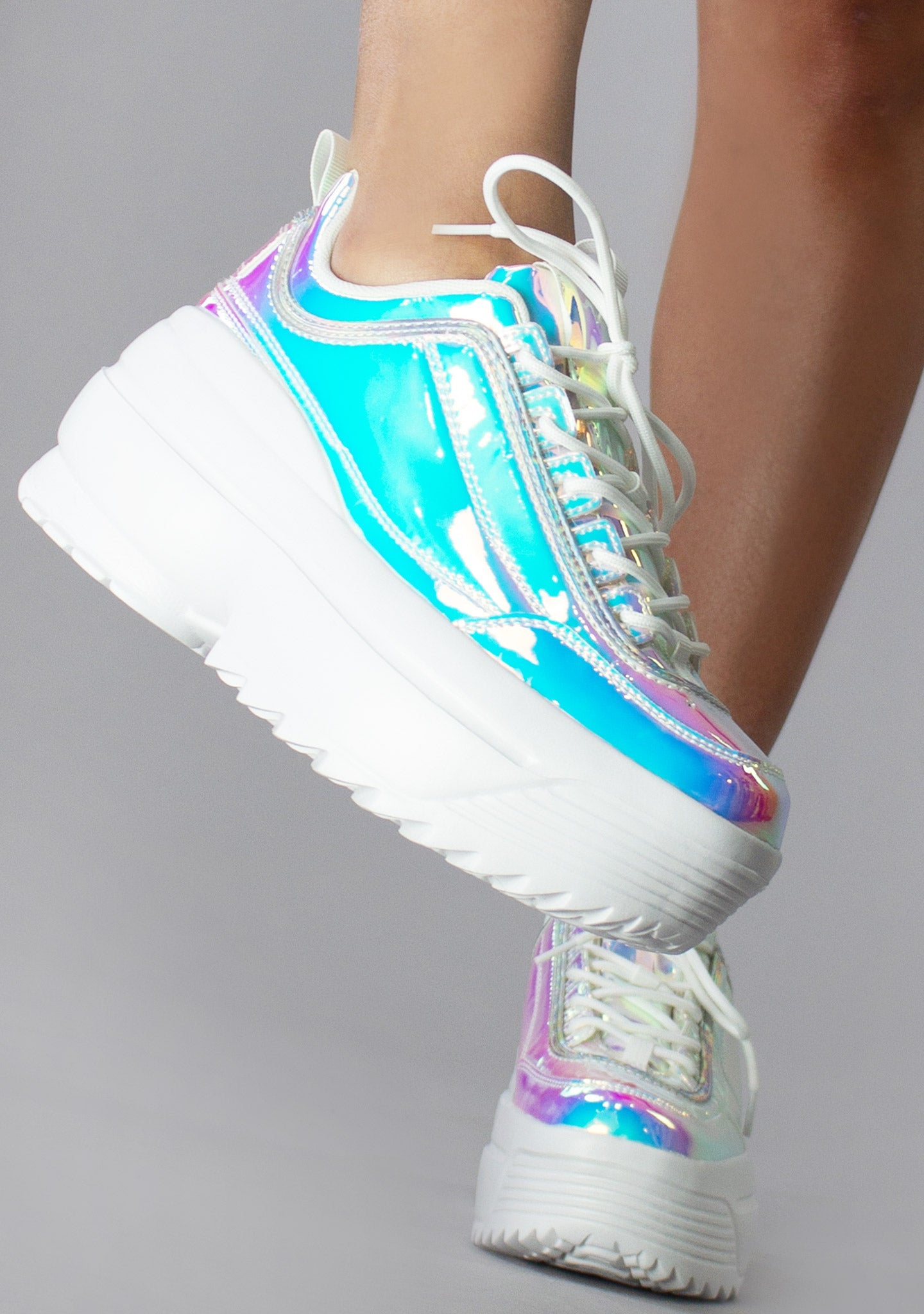  LILY 5005 Cosmic Trance Holographic Platform Sneakers