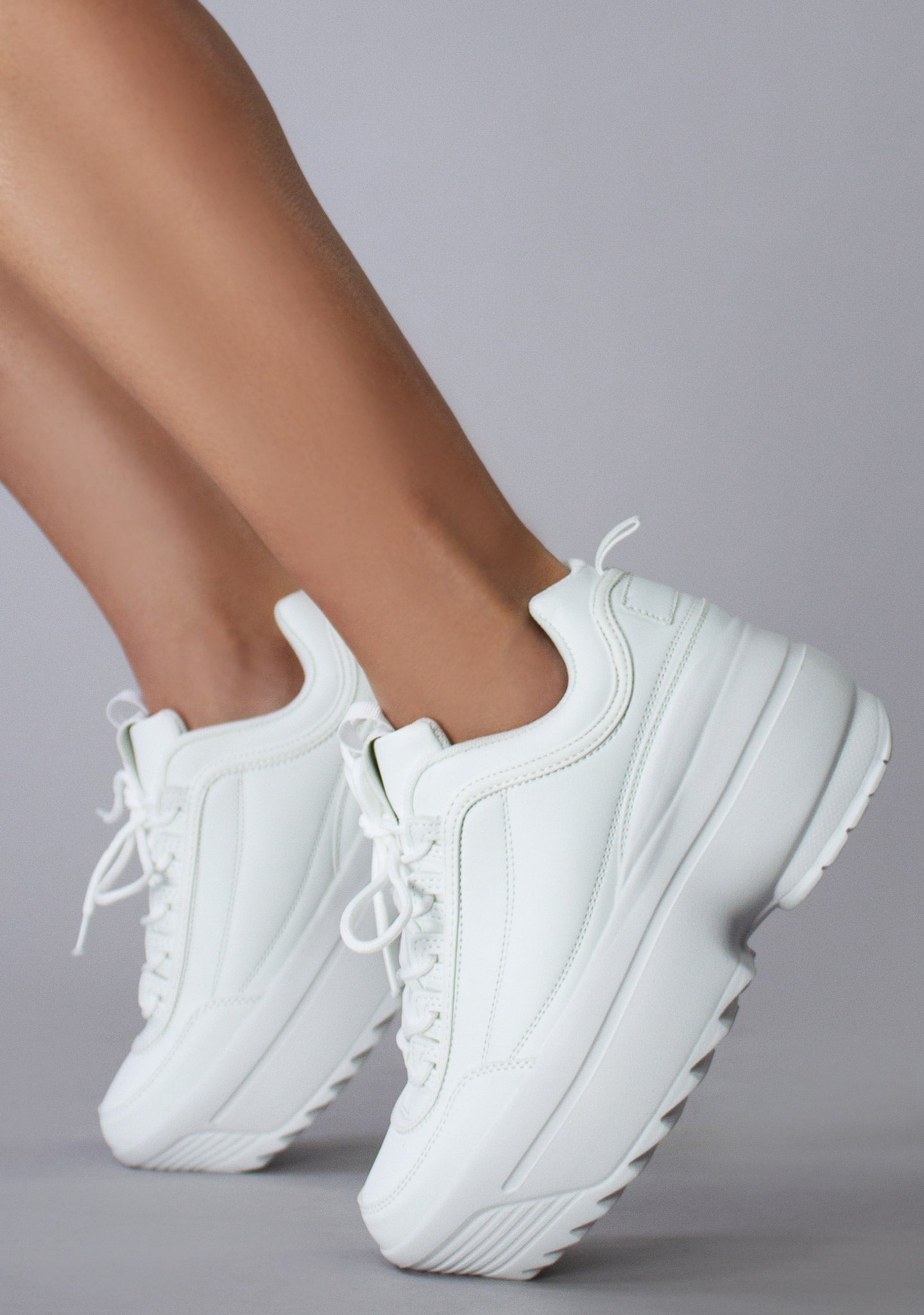  LILY 5005 Dream Cypher White Platform Sneakers