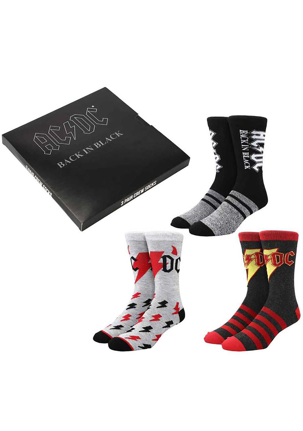 Bioworld AC/DC Back In Black 3PK Socks Gift Box Set