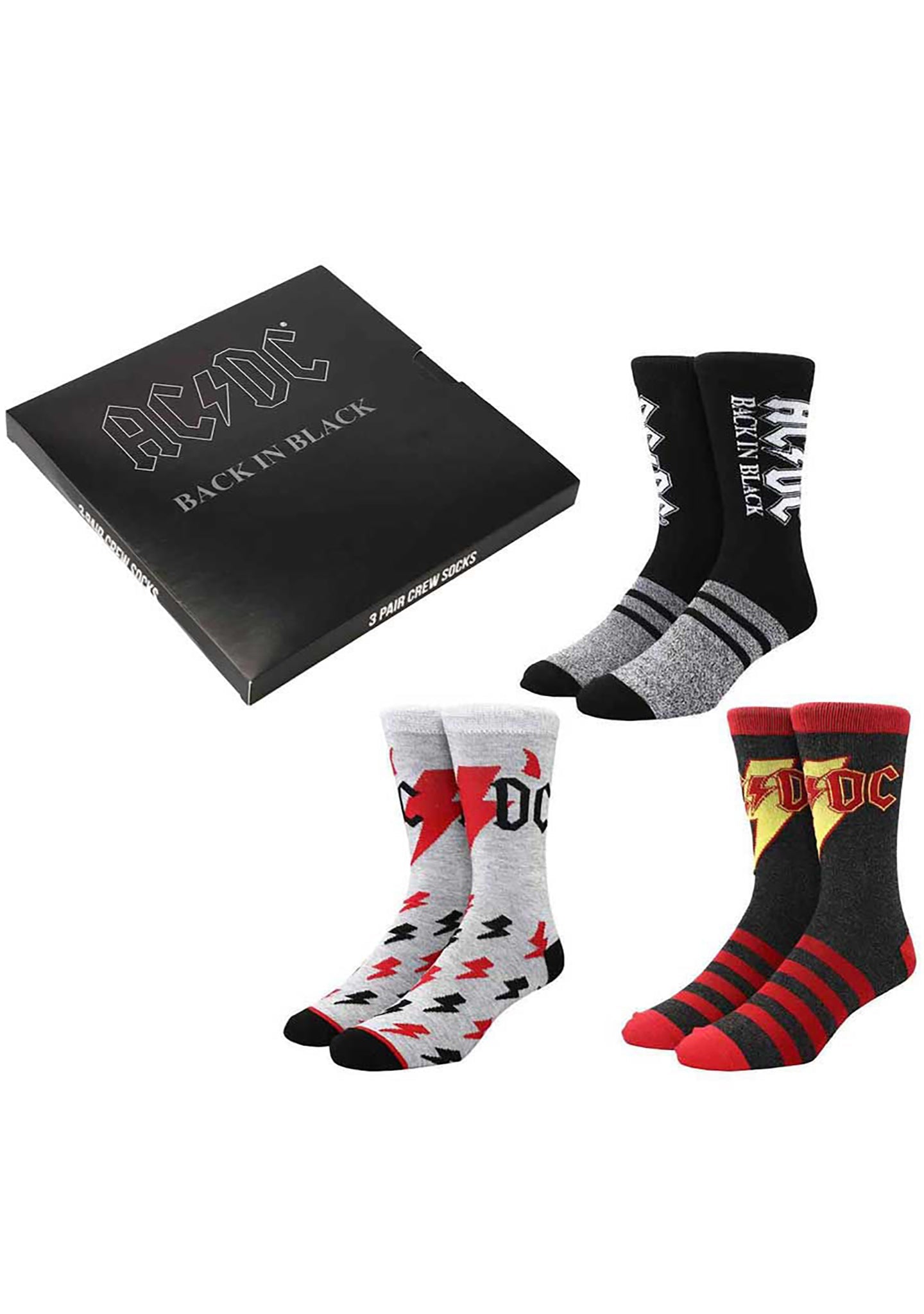 Bioworld AC/DC Back In Black 3PK Socks Gift Box Set