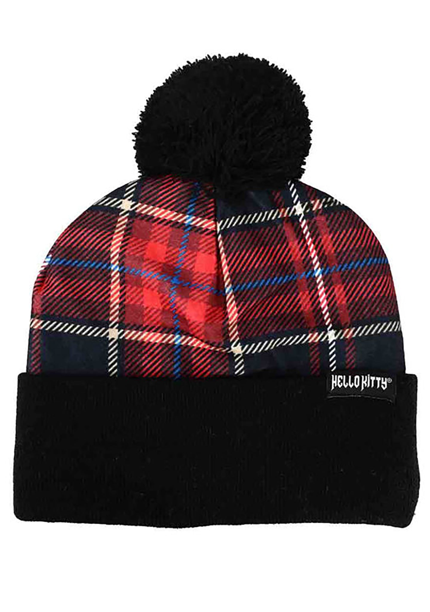 Bioworld Sanrio Hello Kitty Plaid Punk Pom Beanie