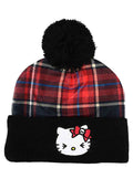 Bioworld Sanrio Hello Kitty Plaid Punk Pom Beanie
