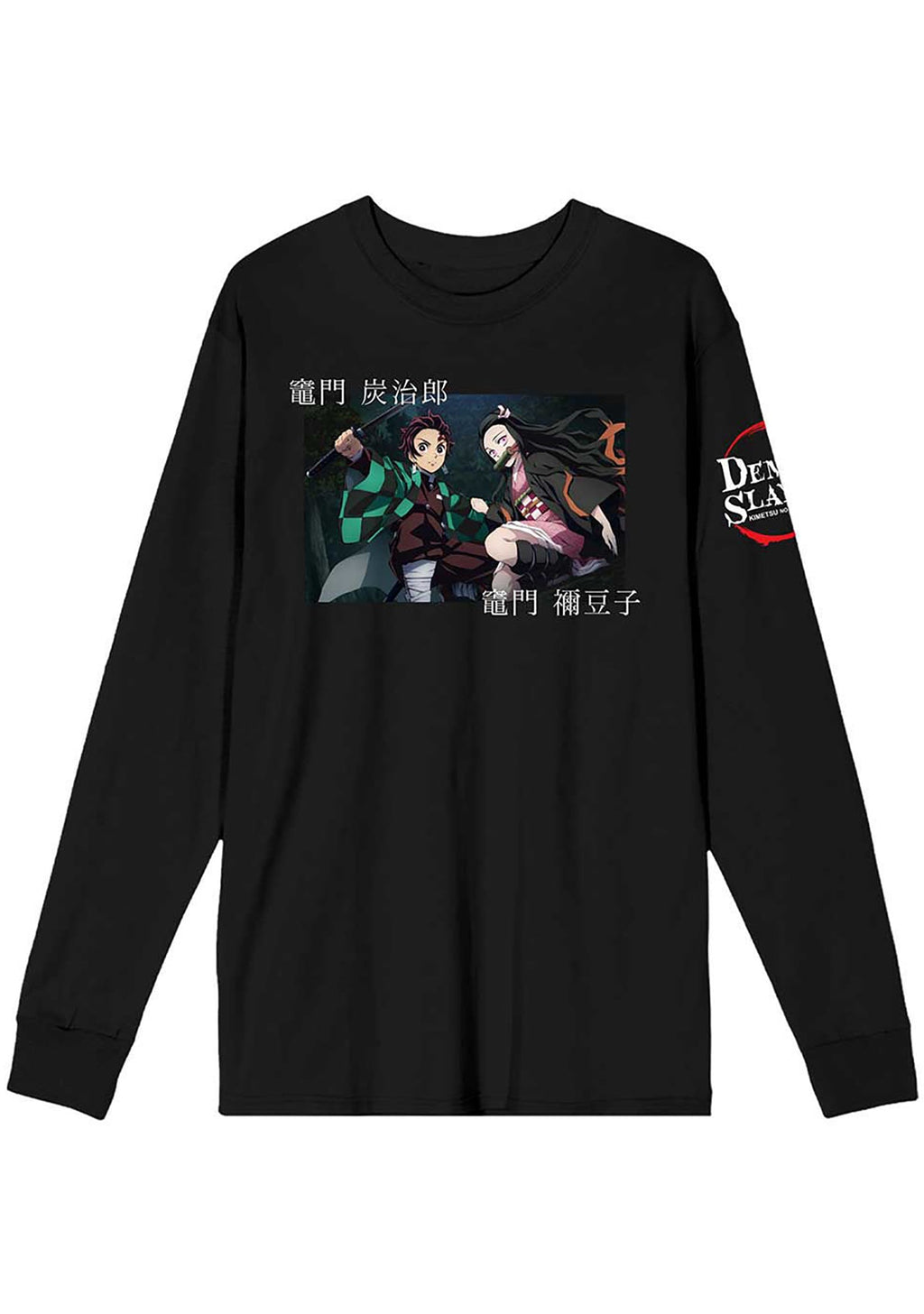 Bioworld Demon Slayer Tanjiro & Nezuko Unisex Long Sleeve Tee