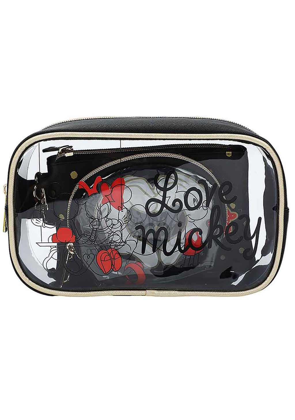 Bioworld Disney Mickey & Minnie Love Travel 3PC Cosmetic Bags