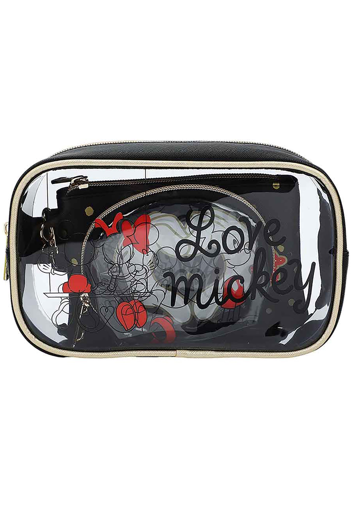 Bioworld Disney Mickey & Minnie Love Travel 3PC Cosmetic Bags