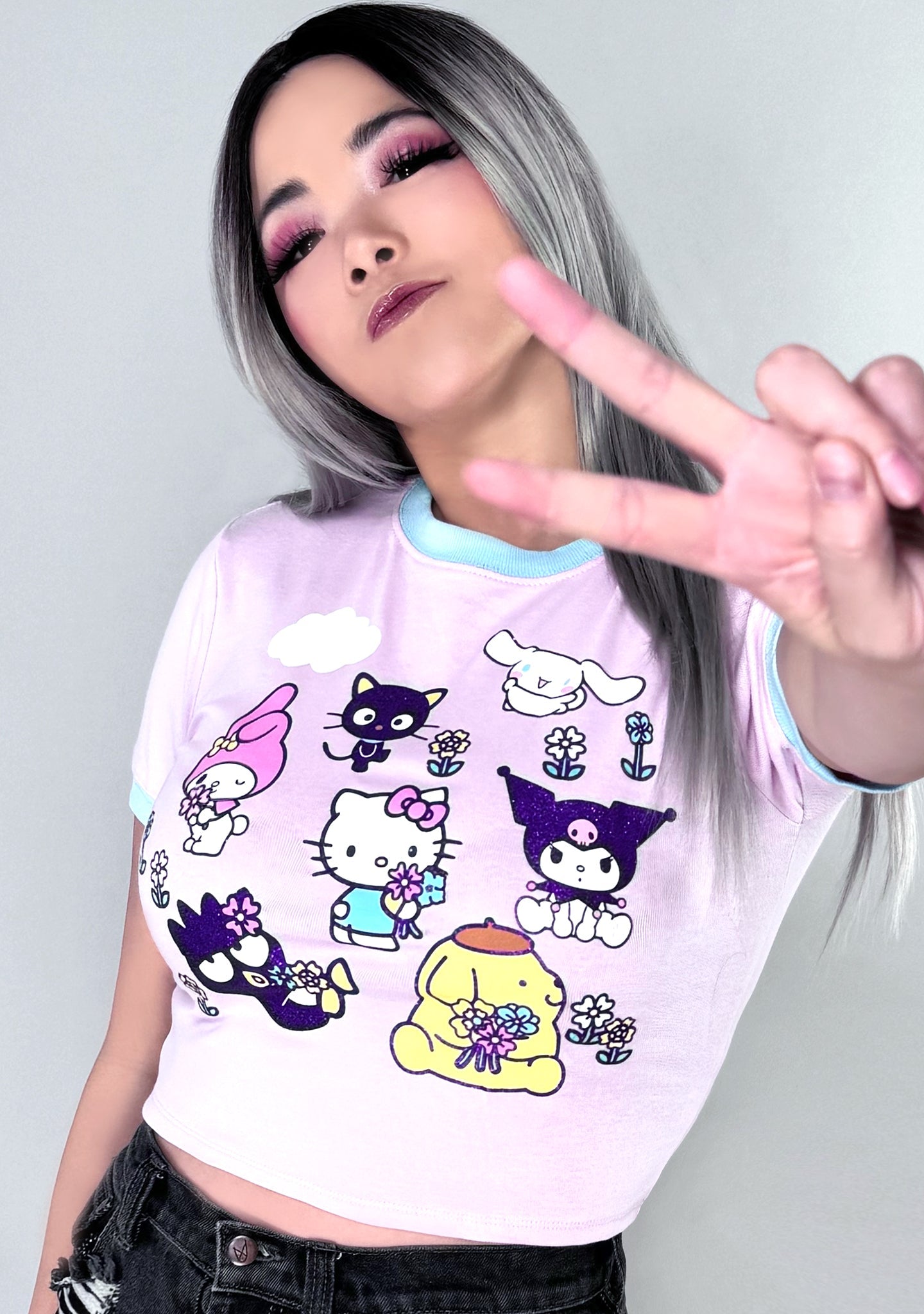 Bioworld Sanrio Hello Kitty & Friends Flower Ringer Tee