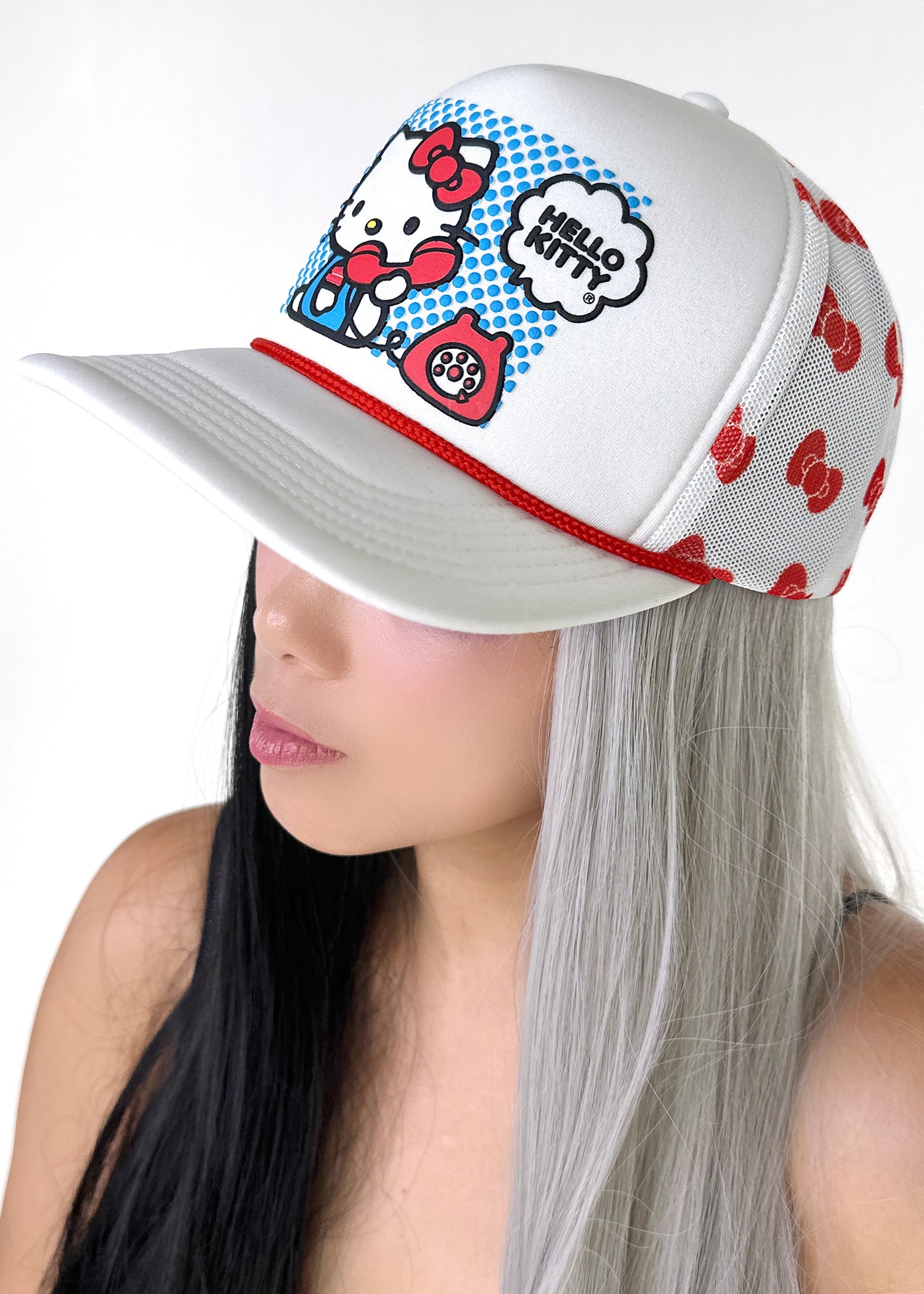 Bioworld Sanrio Hello Kitty Telephone Bow Mesh Trucker Hat