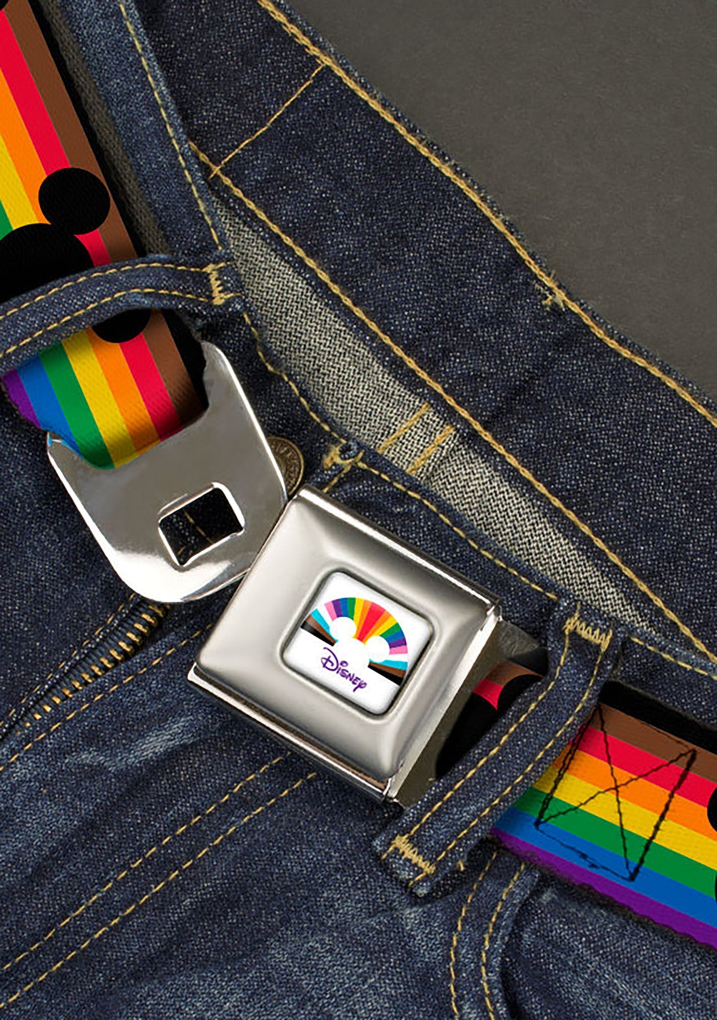  Disney Mickey Pride Black Seatbelt Belt