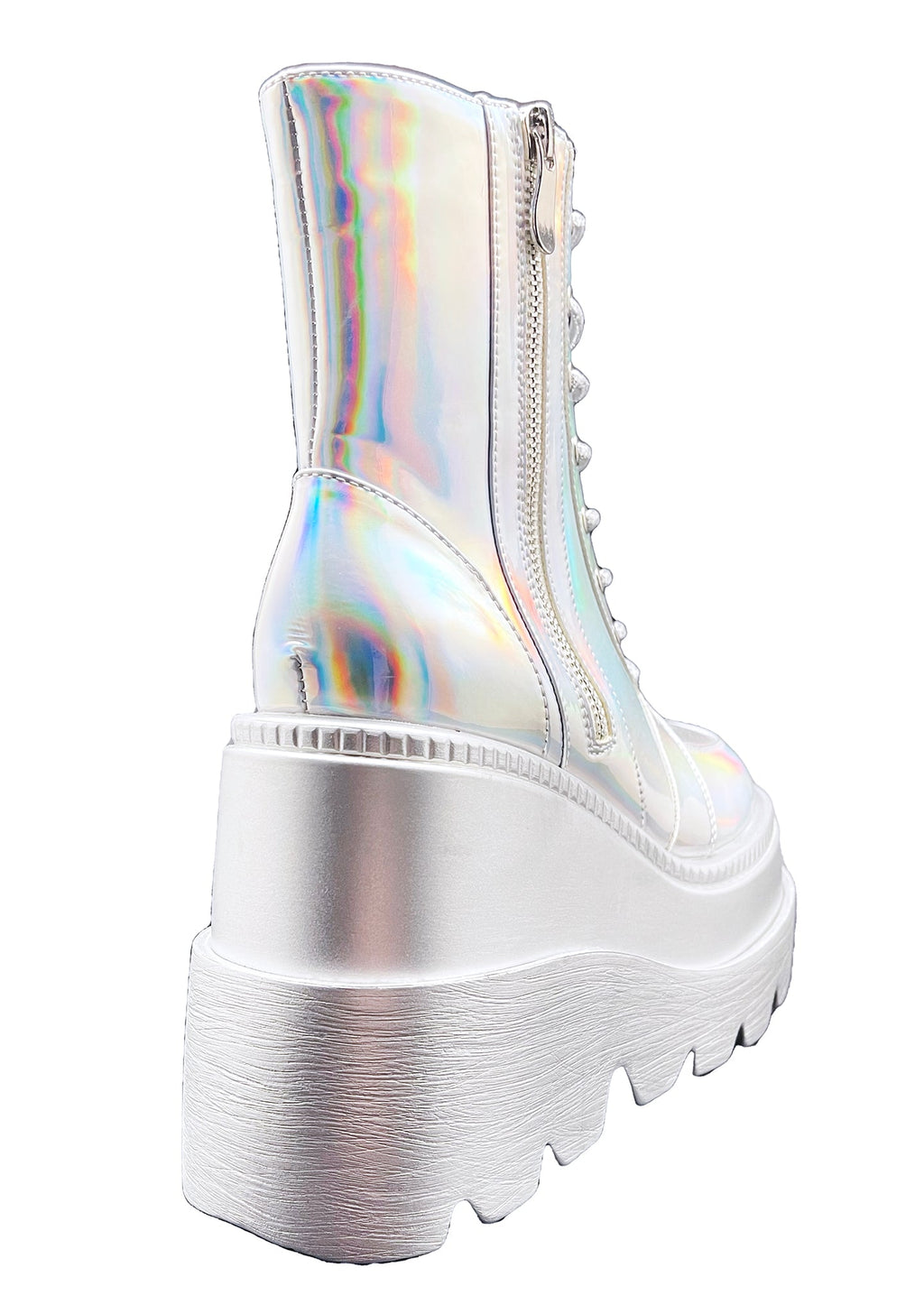  X LASR Exclusive RADIO Chromatica Silver Platform Boots