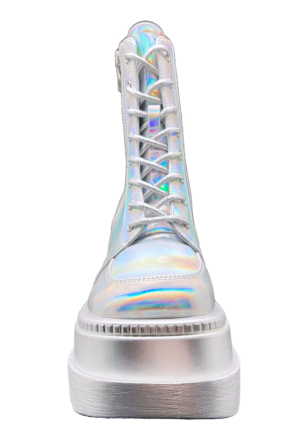  X LASR Exclusive RADIO Chromatica Silver Platform Boots