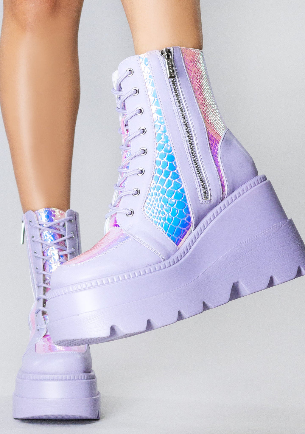  X LASR Exclusive RADIO Fairy Kiss Lavender Platform Boots