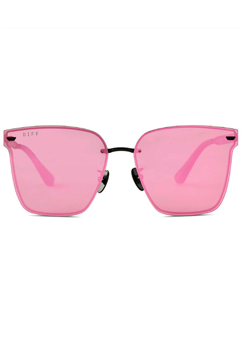  Bella V Sunglasses In Matte Black/Pink Mirror
