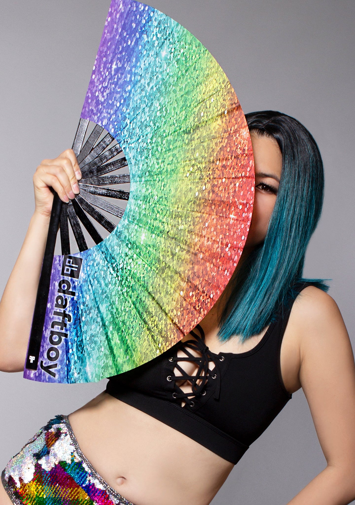  Rainbow Sparkle Rave Fan