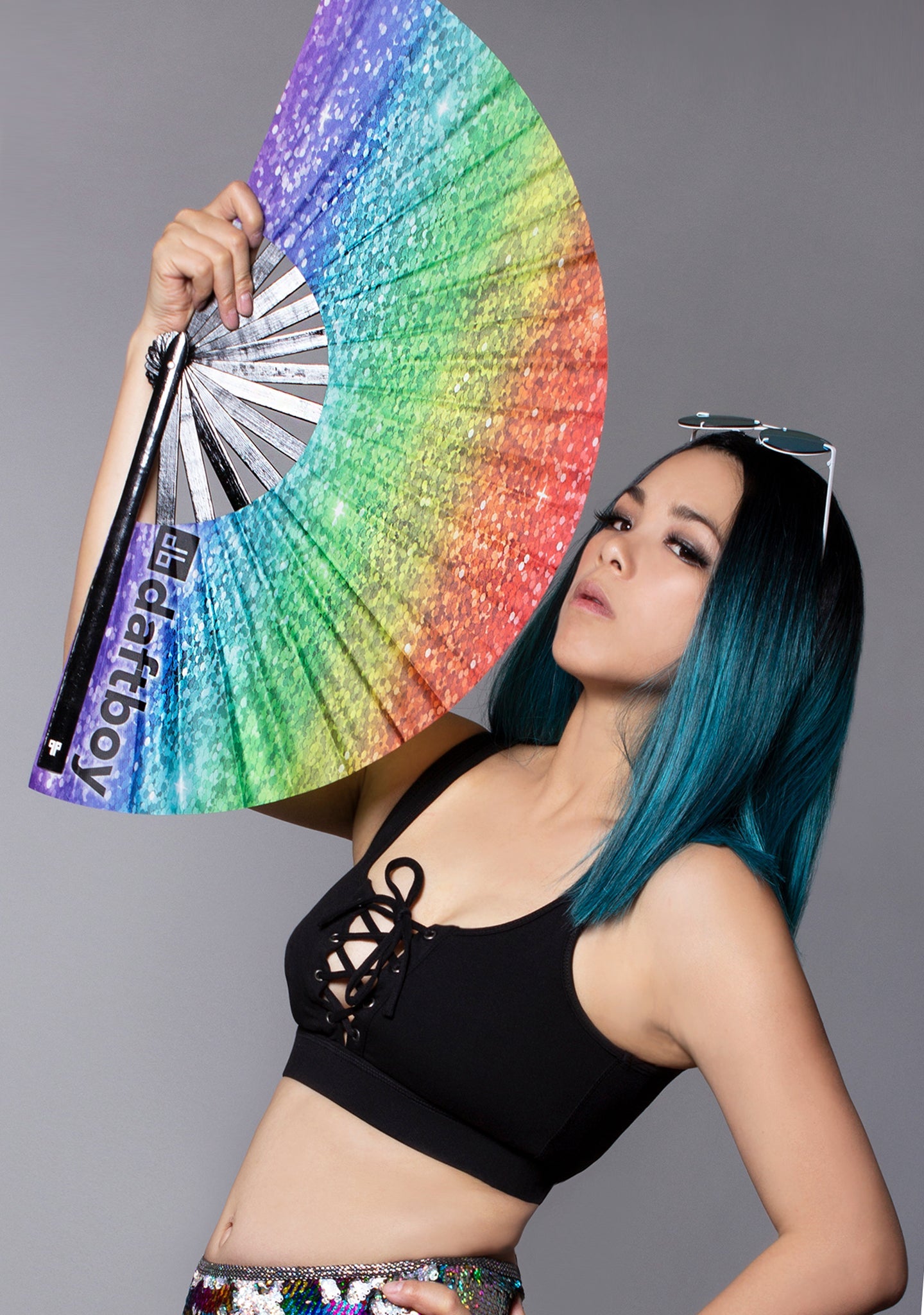  Rainbow Sparkle Rave Fan