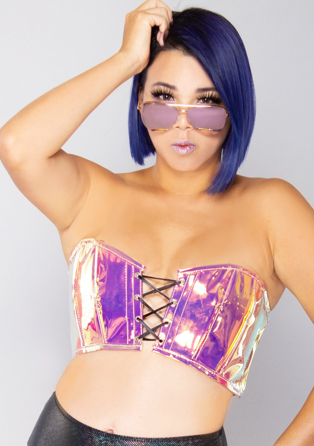  Thrill Seeker Iridescent Bustier Top