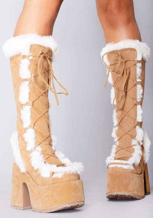  CAMEL 311 Primal Desire Brown Platform Boots