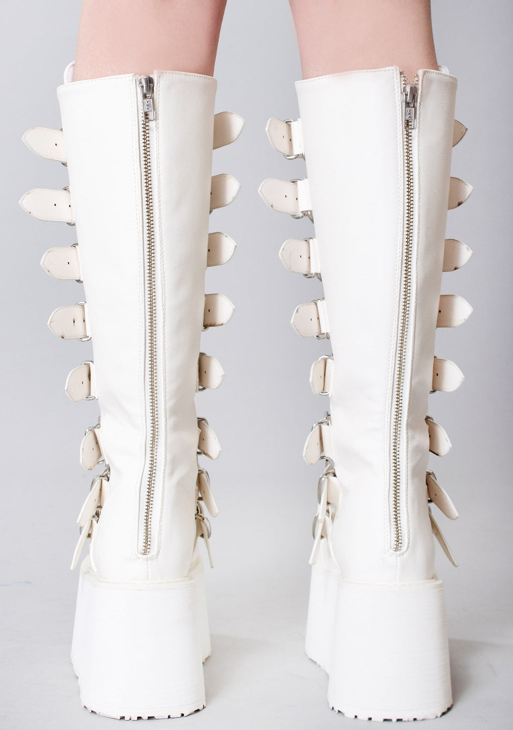  DAMNED 318 51/50 White Platform Boots