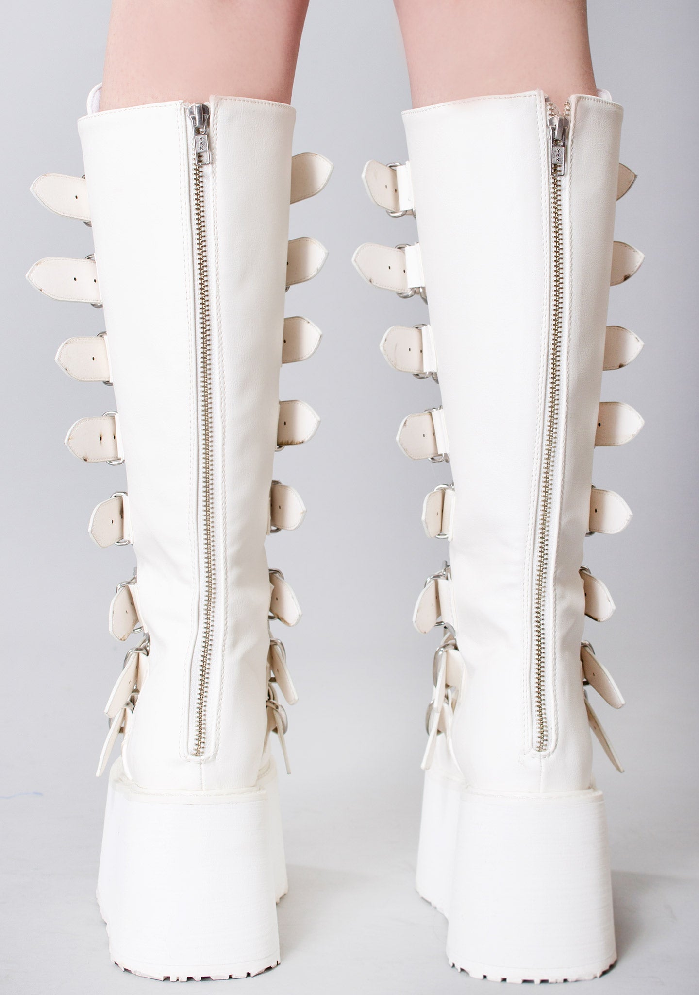  DAMNED 318 51/50 White Platform Boots