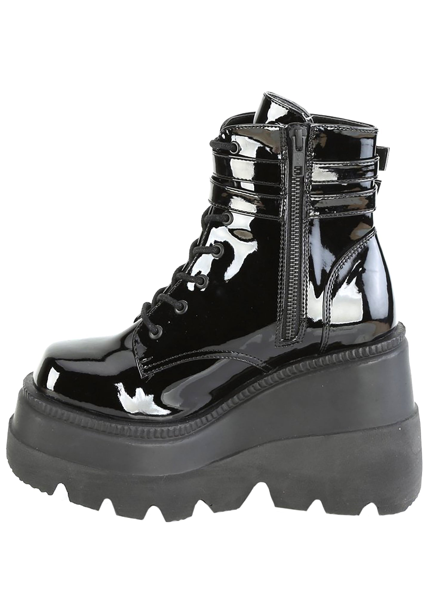  SHAKER 52 Paint It Black Patent Black Platform Boots