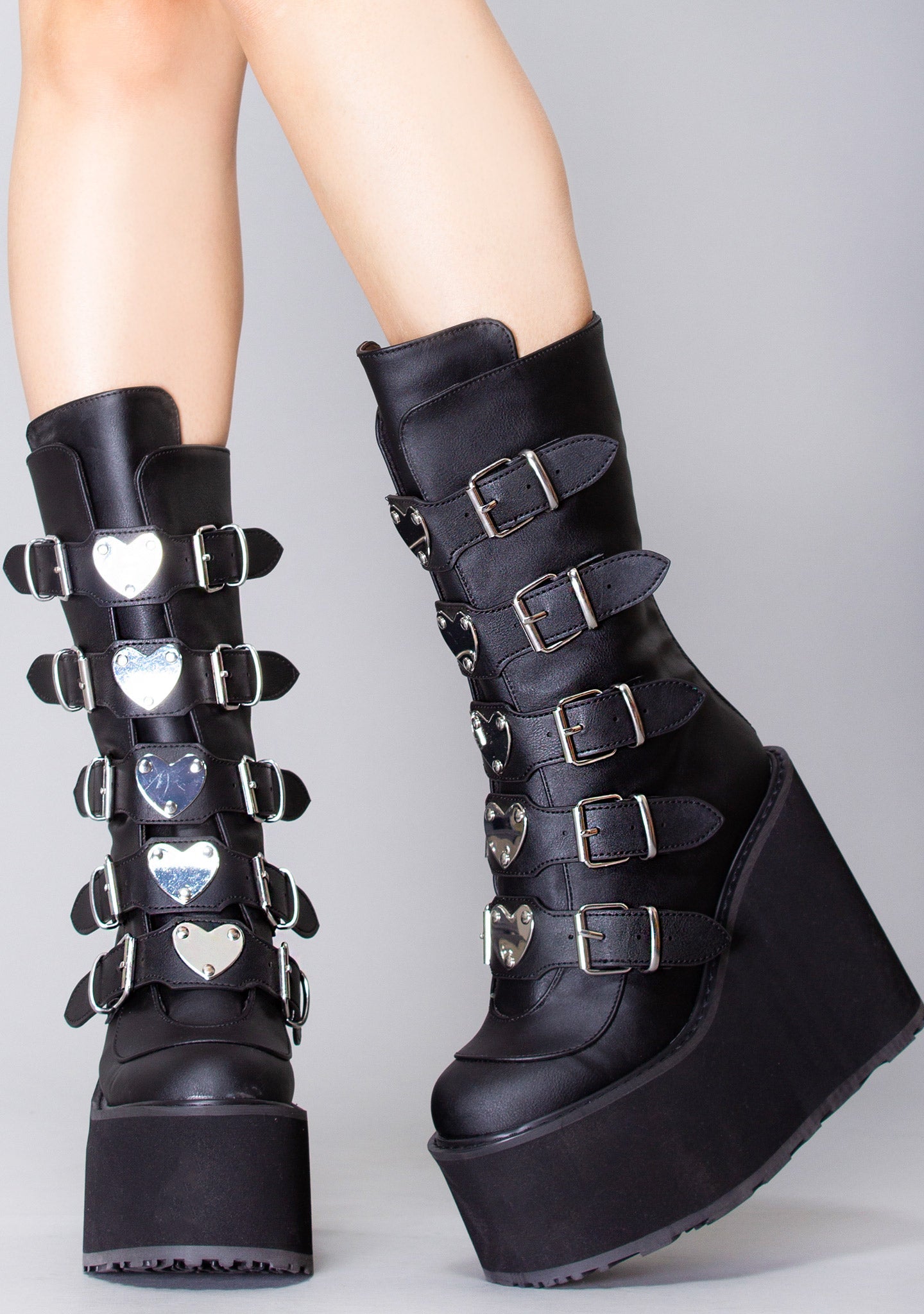  SWING 230 Black Heart Black Platform Boots