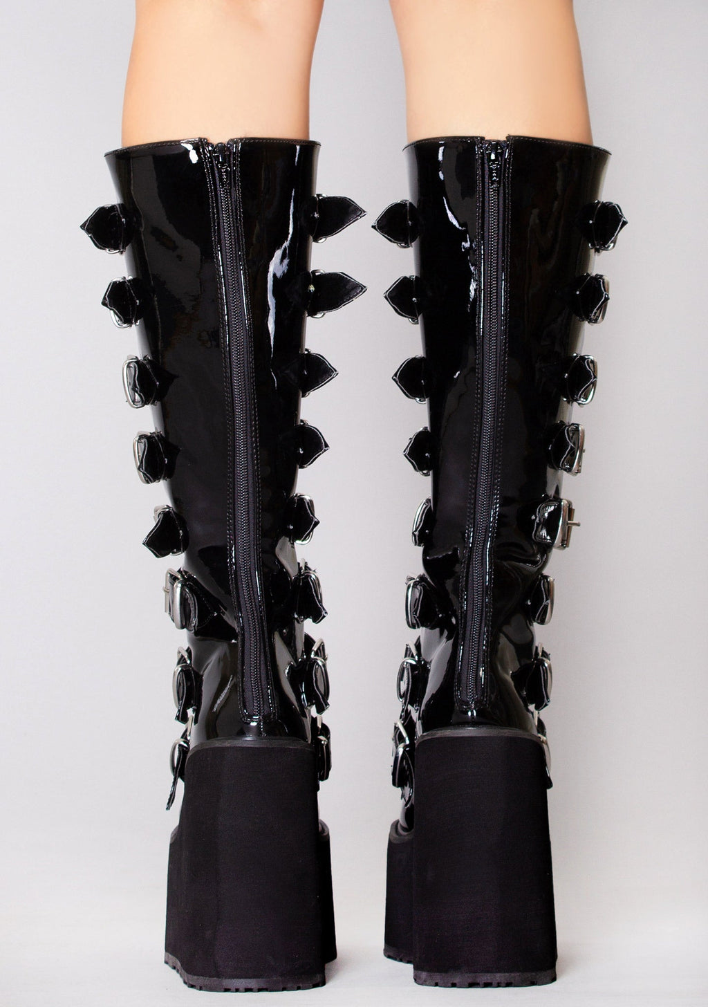  SWING 815 Ultimate Weapon Patent Black Platform Boots