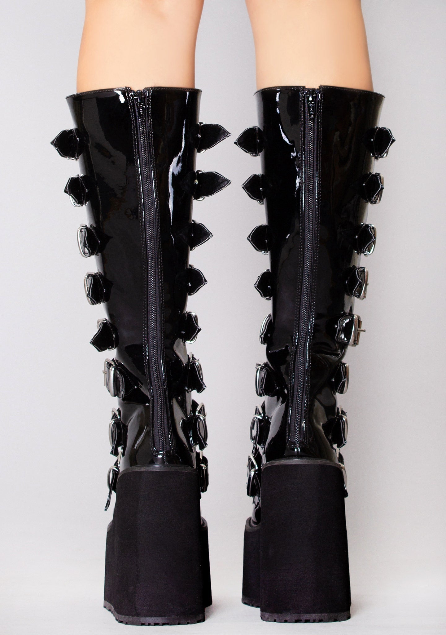  SWING 815 Ultimate Weapon Patent Black Platform Boots