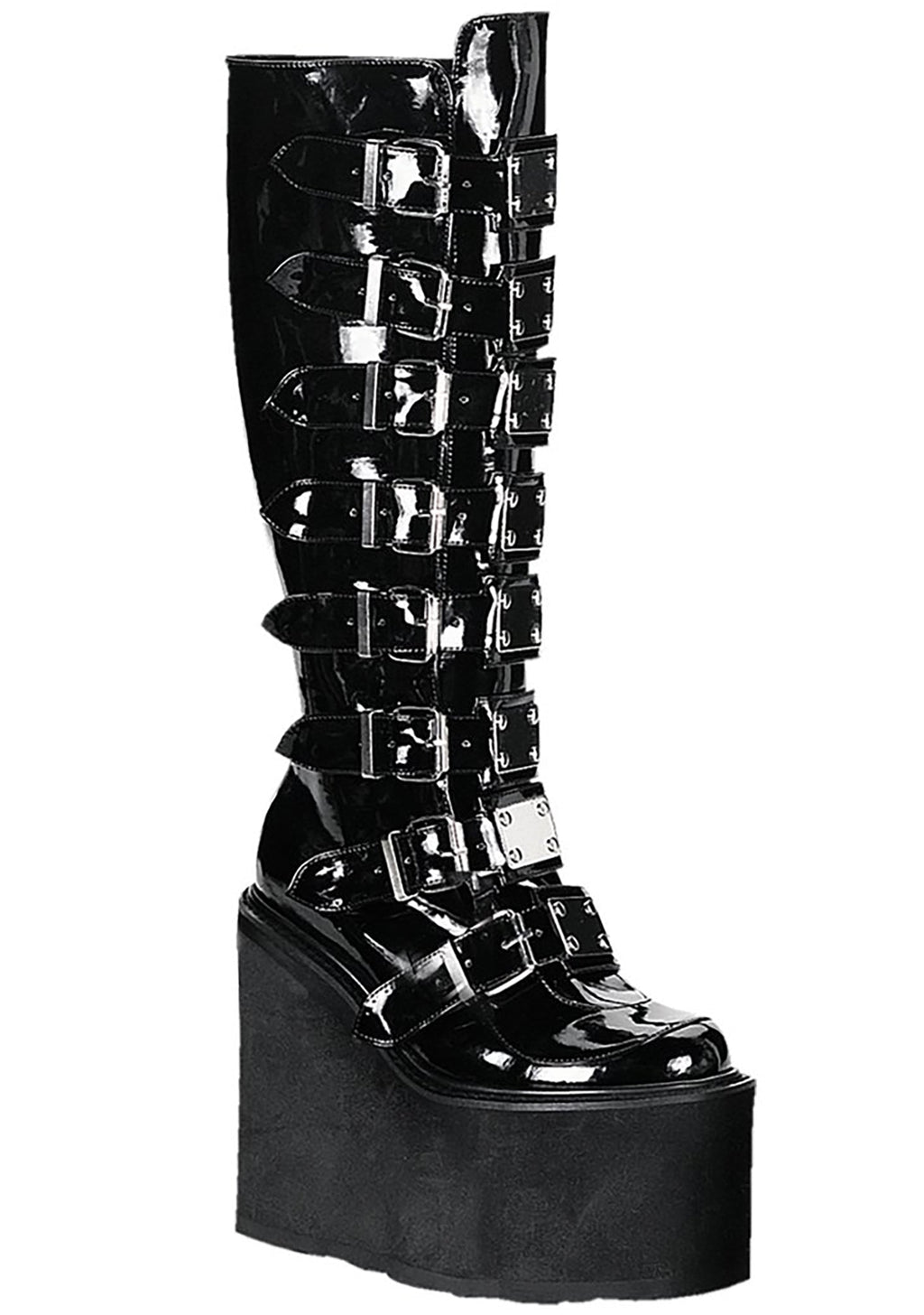  SWING 815 Ultimate Weapon Patent Black Platform Boots