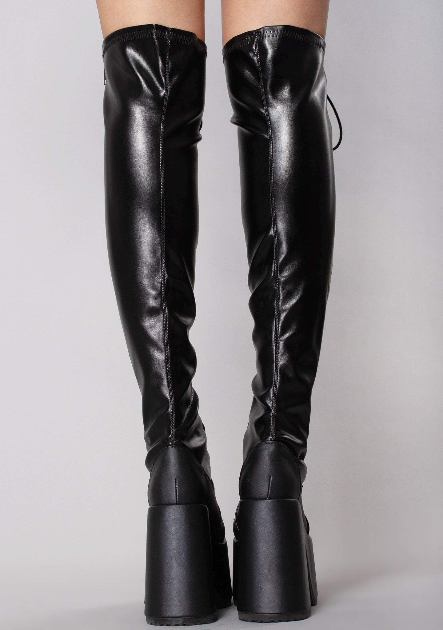  CAMEL 300 Rude Awakening Thigh-High Black Platform Boots