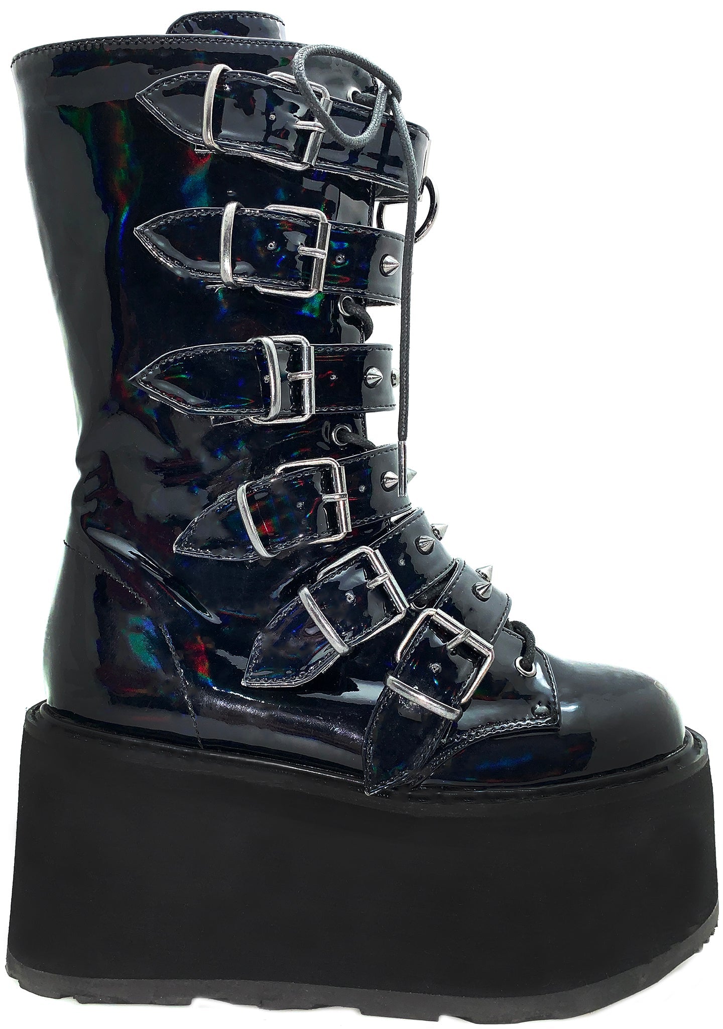  DAMNED 225 Necromancer Hologram Black Platform Boots